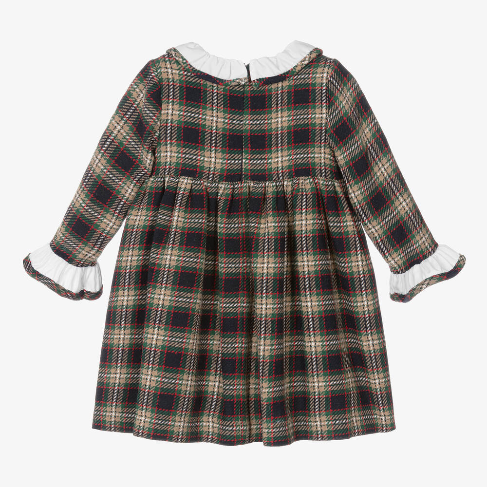 Foque-Girls Blue & Green Cotton Tartan Dress | Childrensalon Outlet
