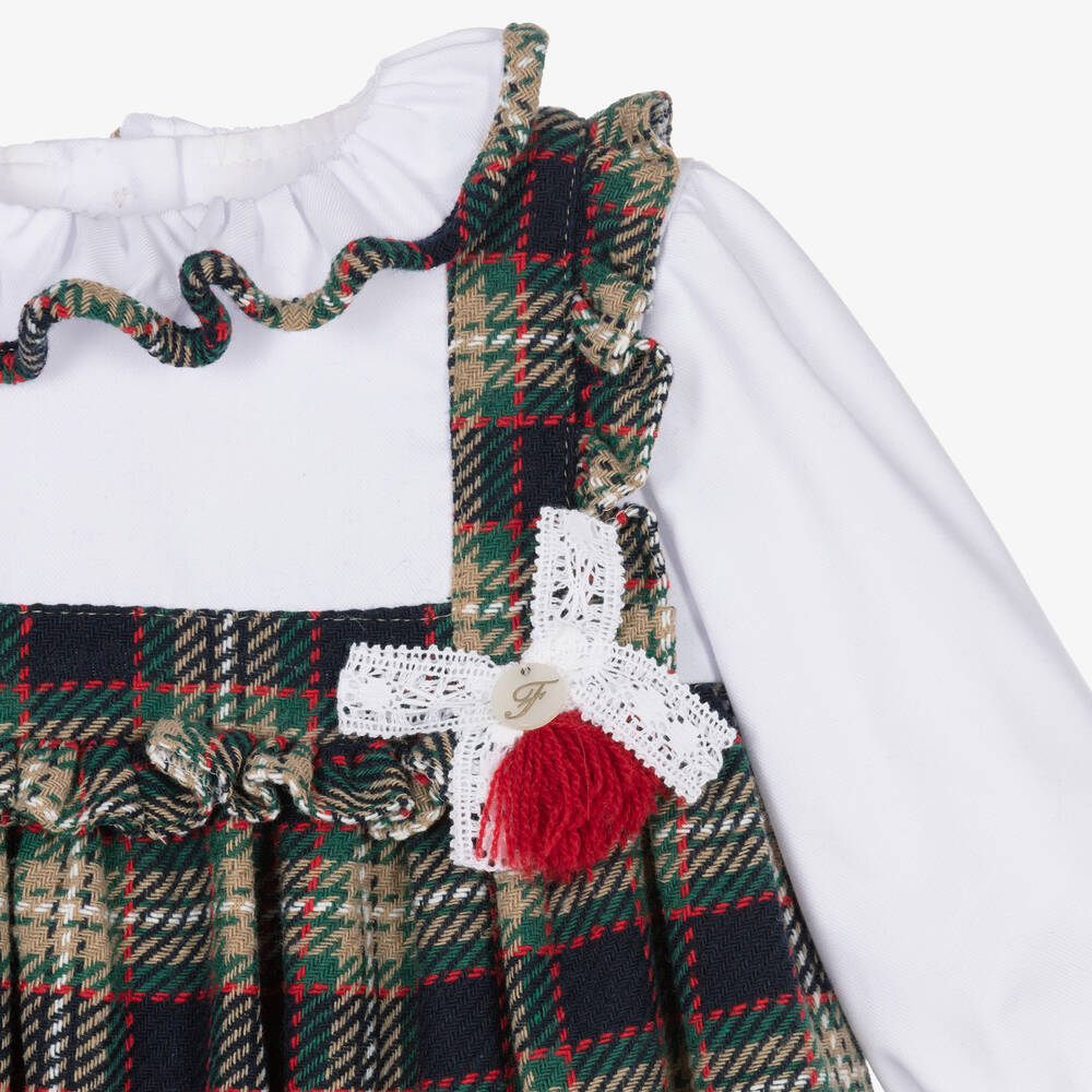 Foque-Хлопковое платье в сине-зеленую клетку | Childrensalon Outlet