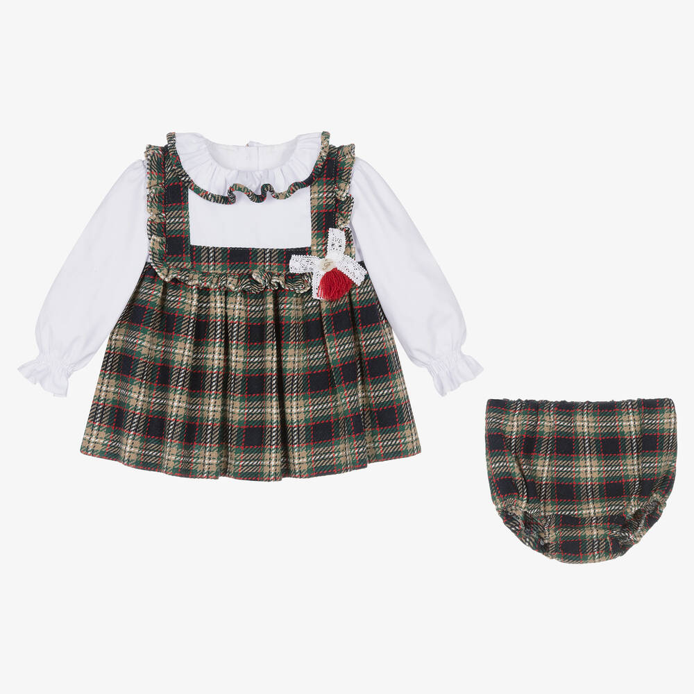 Foque-Хлопковое платье в сине-зеленую клетку | Childrensalon Outlet