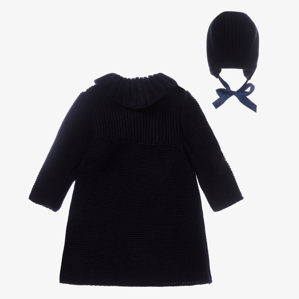 Foque-Girls Blue Knitted Coat Set | Childrensalon Outlet