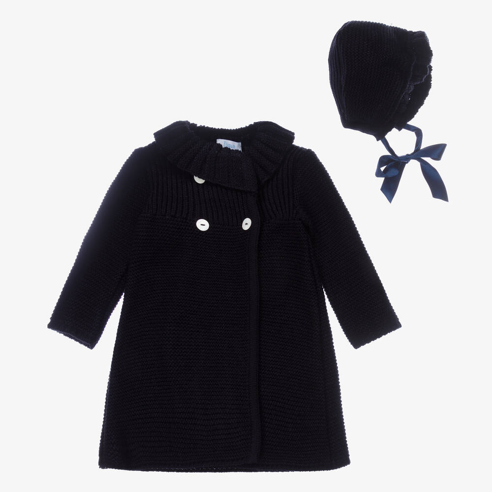 Foque - Ensemble manteau bleu maille Fille | Childrensalon