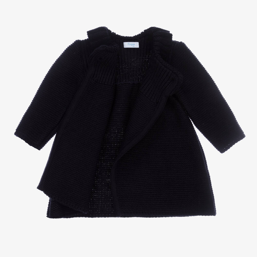 Foque-Girls Blue Knitted Coat Set | Childrensalon Outlet