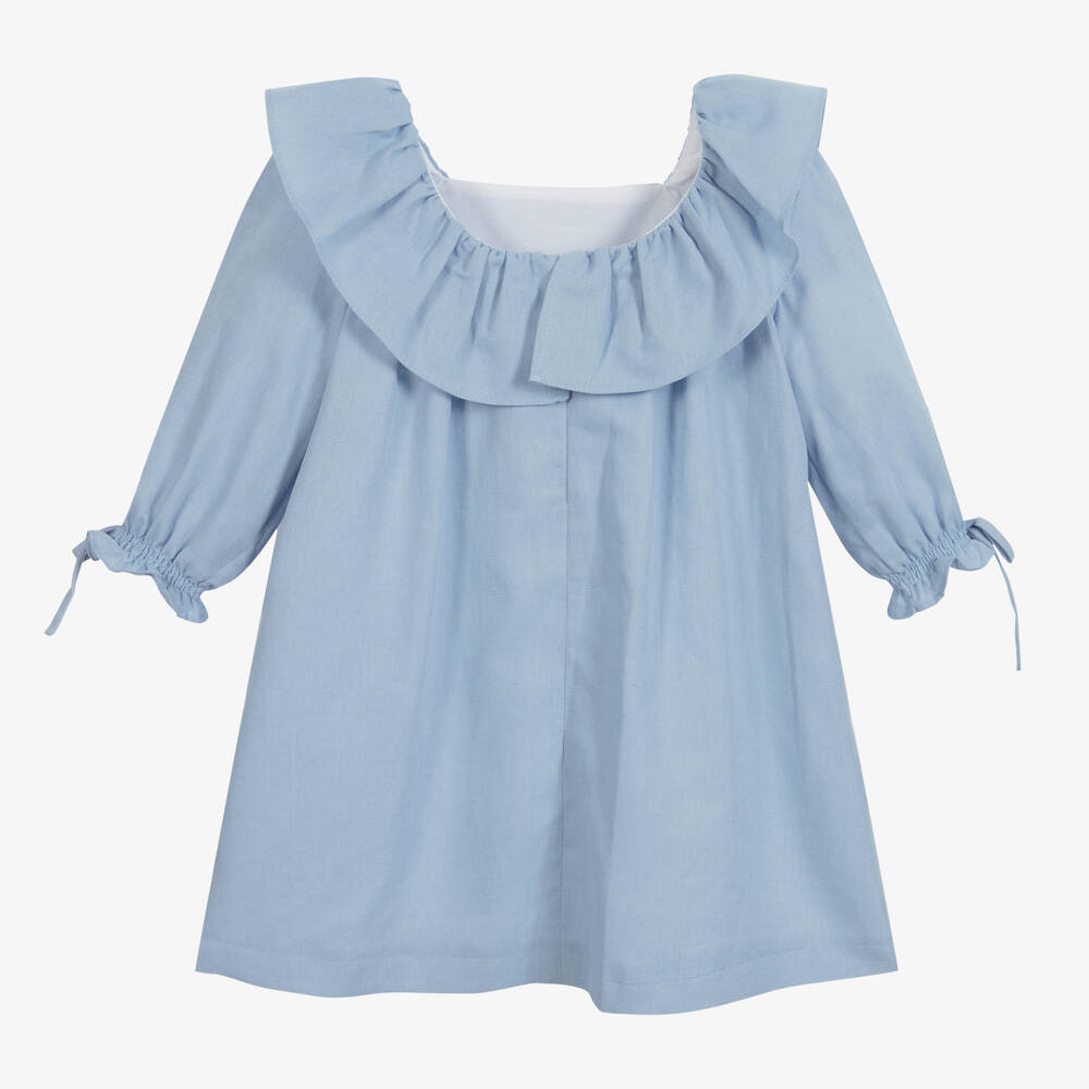 Foque-Голубое льняное платье для девочек | Childrensalon Outlet