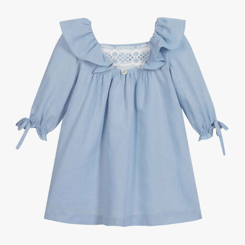 Foque-Голубое льняное платье для девочек | Childrensalon Outlet