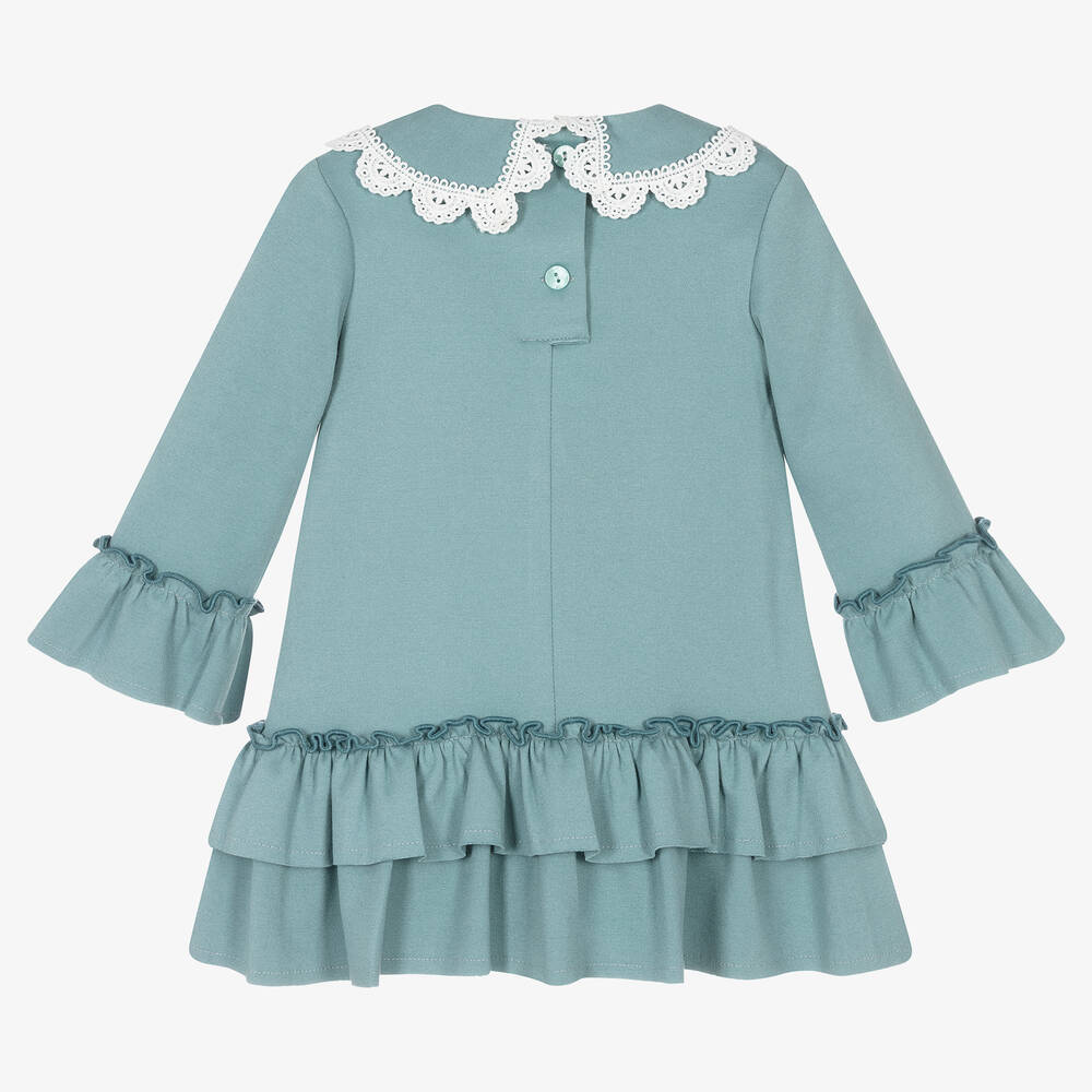 Foque-Girls Blue Milano Jersey Ruffle Dress | Childrensalon Outlet