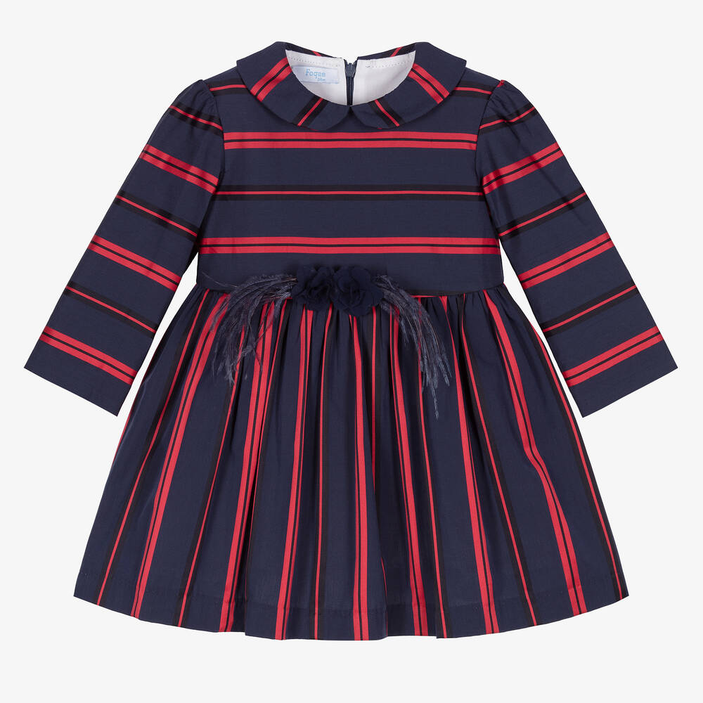 Foque - Girls Blue & Pink Stripe Dress | Childrensalon