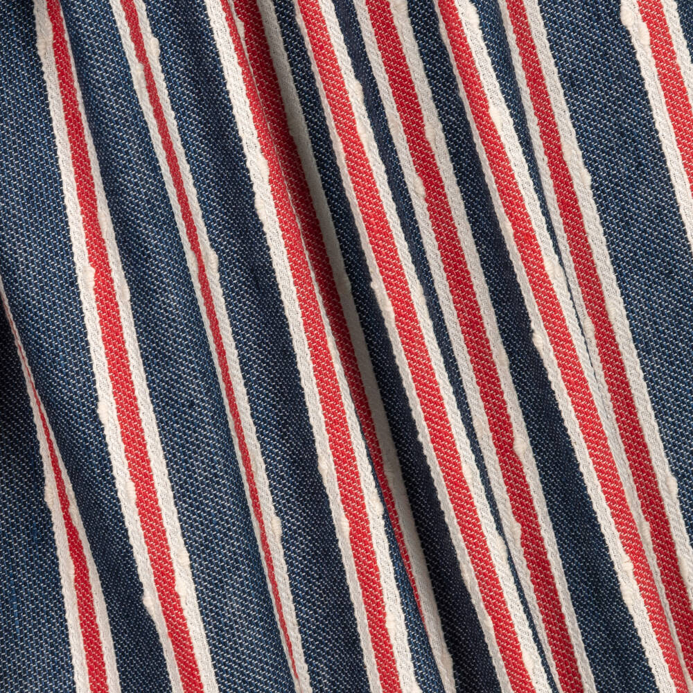 Foque-Girls Blue & Red Cotton Striped Dress | Childrensalon Outlet