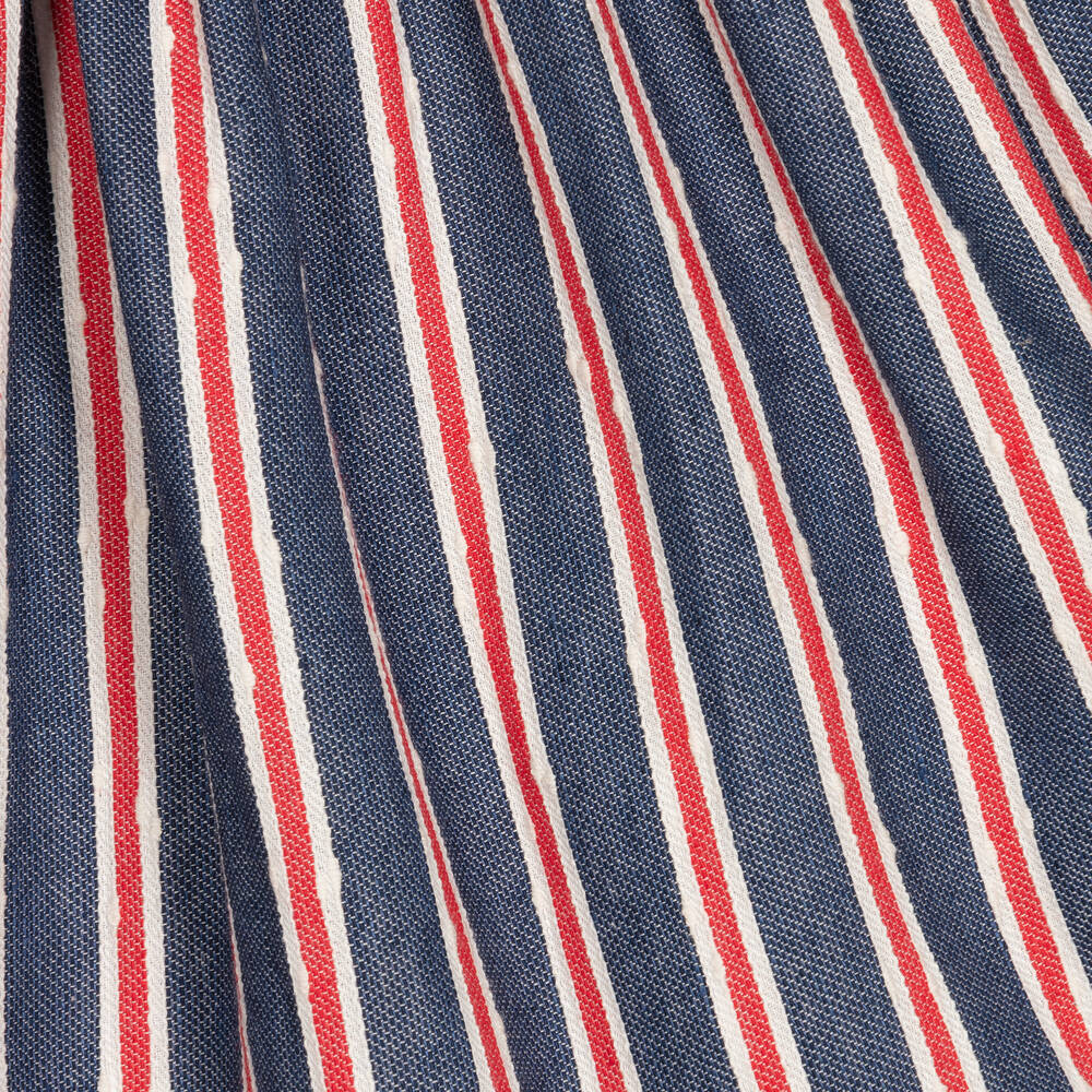 Foque-فستان أطفال بناتي مزيج قطن مقلم لون أزرق وأحمر | Childrensalon Outlet