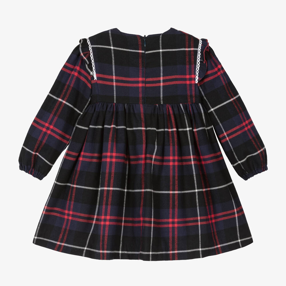 فوكيه-فستان قطن تويل تارتان لون كحلي وأحمر | Childrensalon Outlet