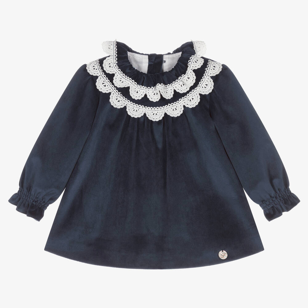Foque - Ensemble robe velours bleu Fille | Childrensalon
