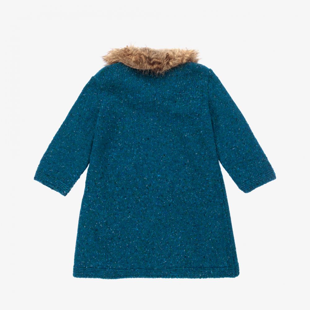 Foque-Голубое шерстяное пальто для девочек | Childrensalon Outlet