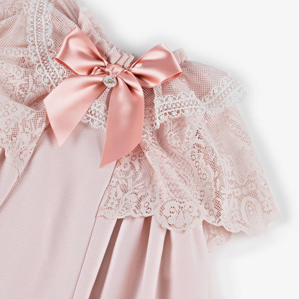 Foque-Girls Blush Lace Adorned Dress | Childrensalon Outlet