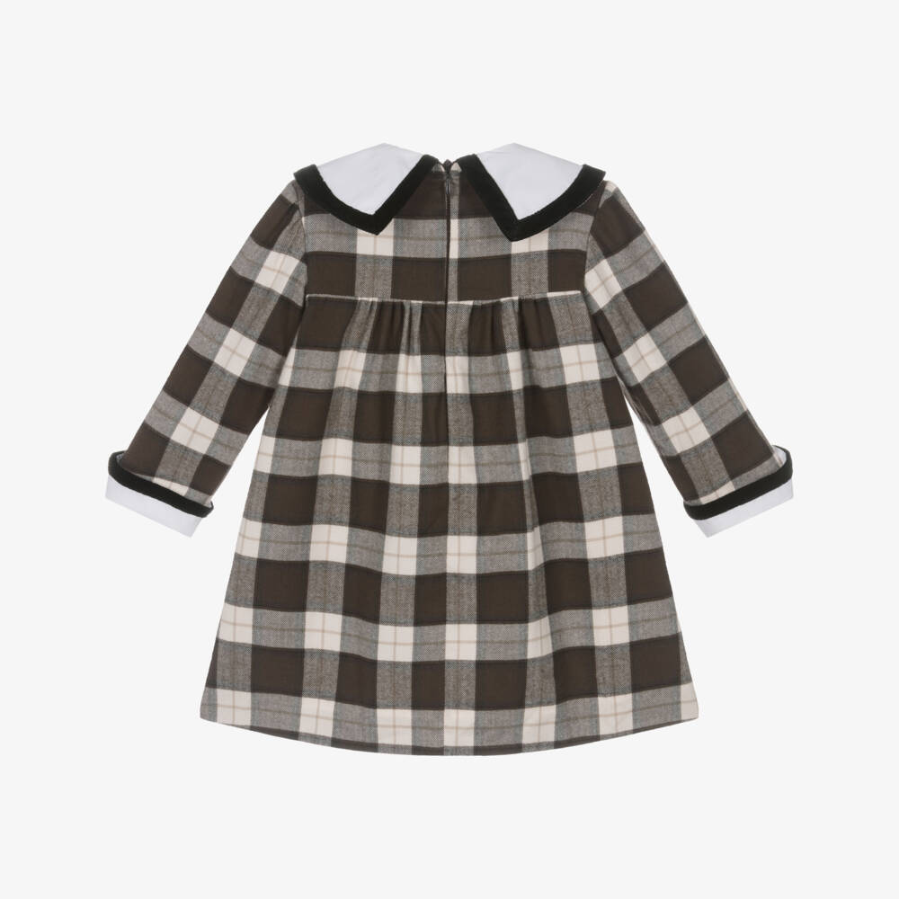 Foque-فستان قطني بنقشة مربعات بني للبنات | Childrensalon Outlet