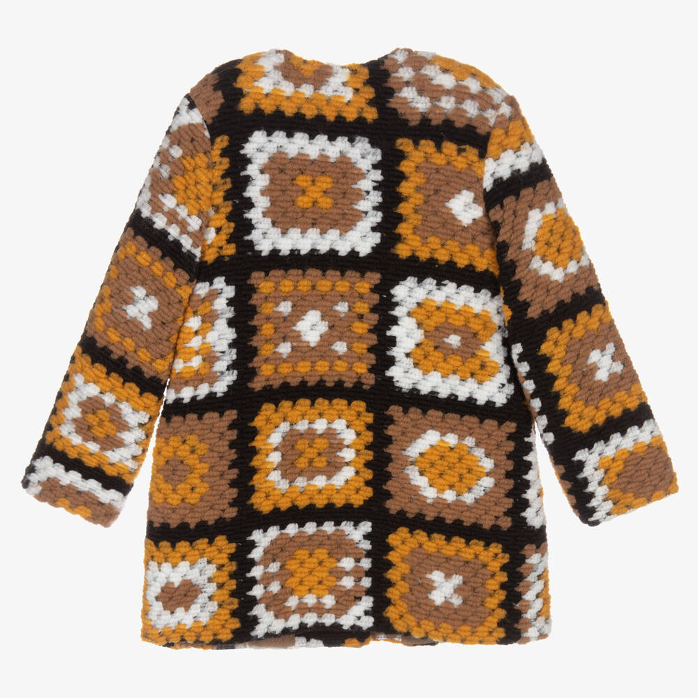 Foque-Girls Brown Crochet Coat | Childrensalon Outlet