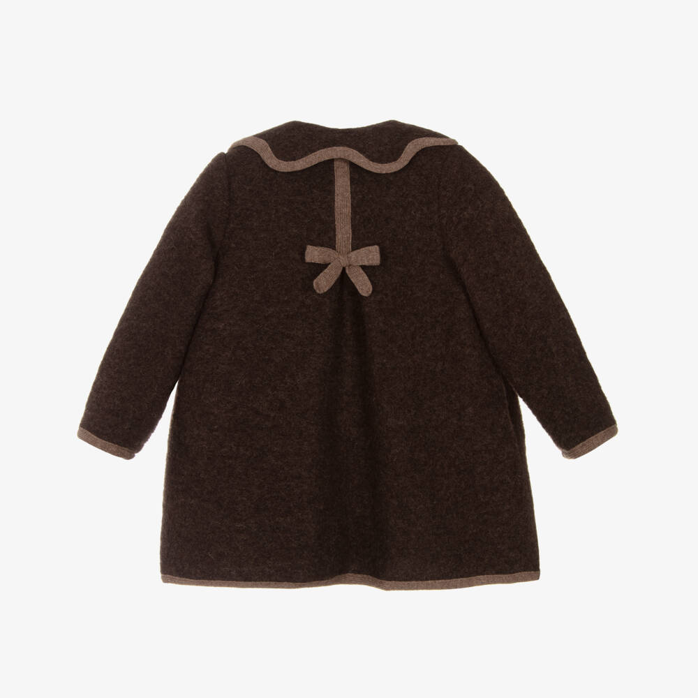 Foque-Girls Brown Felted Wool Coat | Childrensalon Outlet