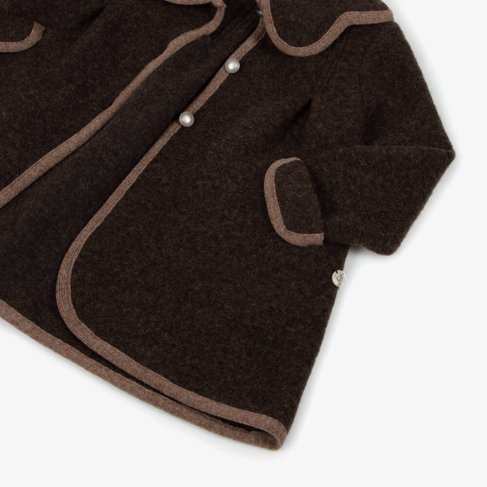 Foque-Girls Brown Felted Wool Coat | Childrensalon Outlet