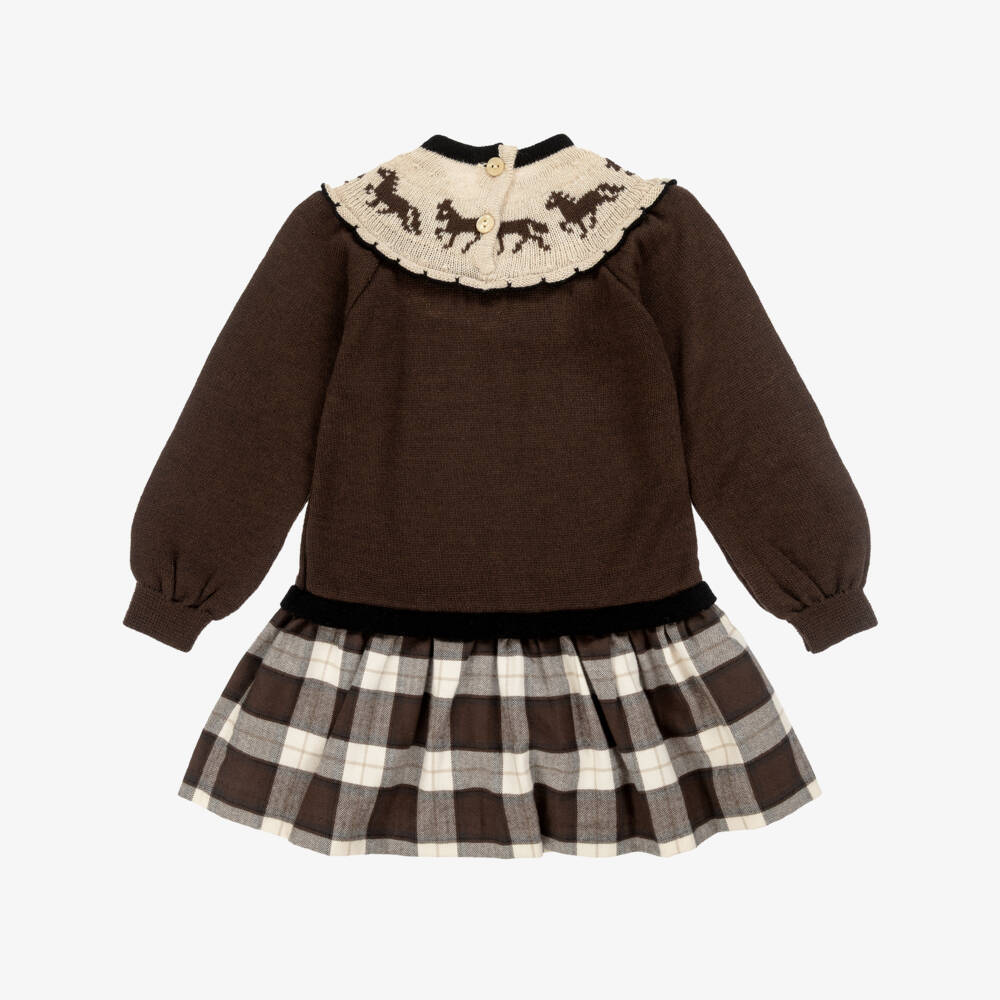 Foque-Girls Brown Knit Horse Dress | Childrensalon Outlet