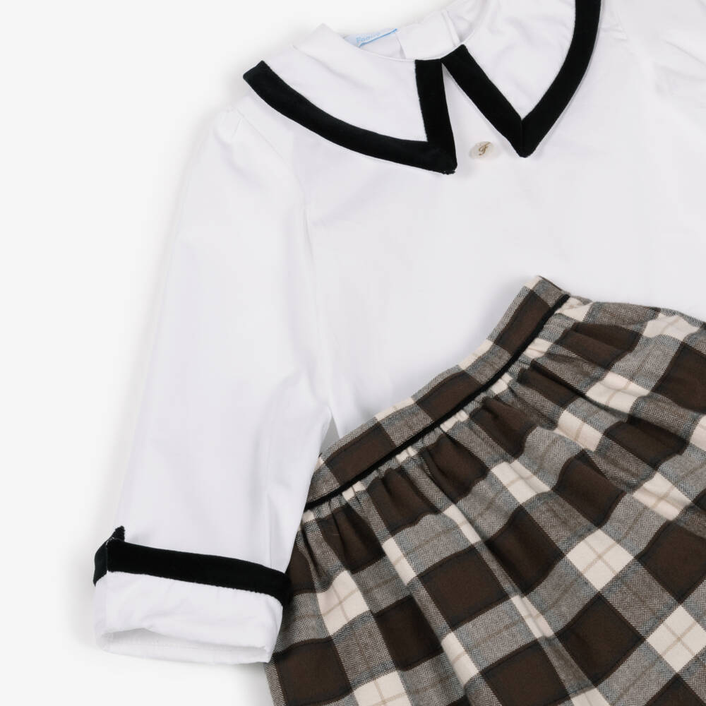 Foque-Комплект с клетчатой юбкой из хлопка для девочек | Childrensalon Outlet