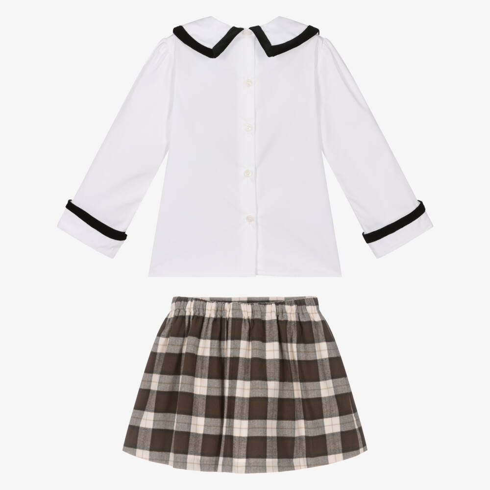 Foque-Комплект с клетчатой юбкой из хлопка для девочек | Childrensalon Outlet
