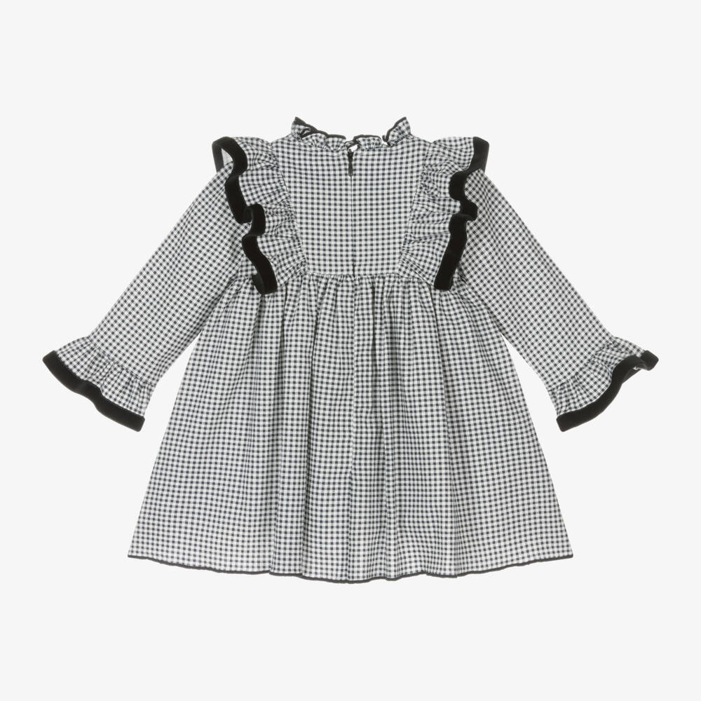 Foque-فستان جينغهام قطن لون أسود | Childrensalon Outlet