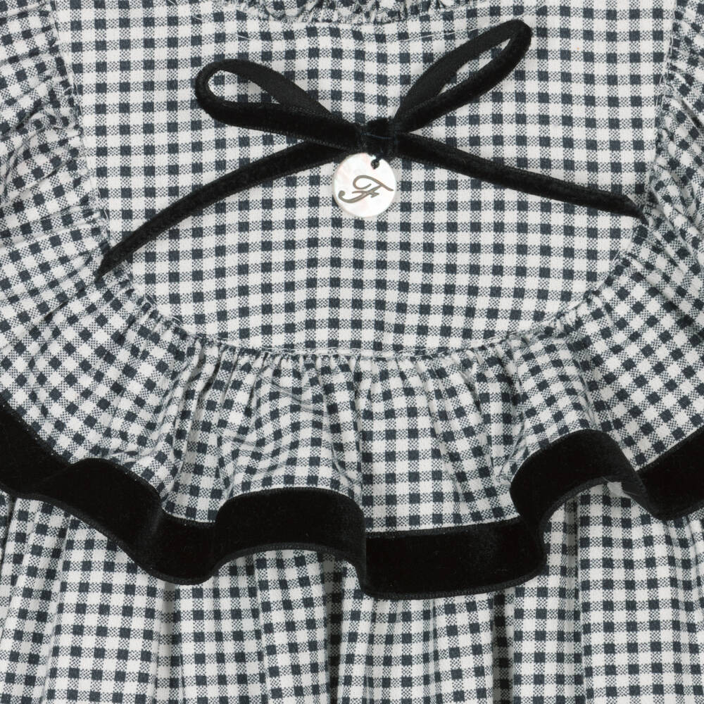 Foque-فستان جينغهام قطن لون أسود | Childrensalon Outlet