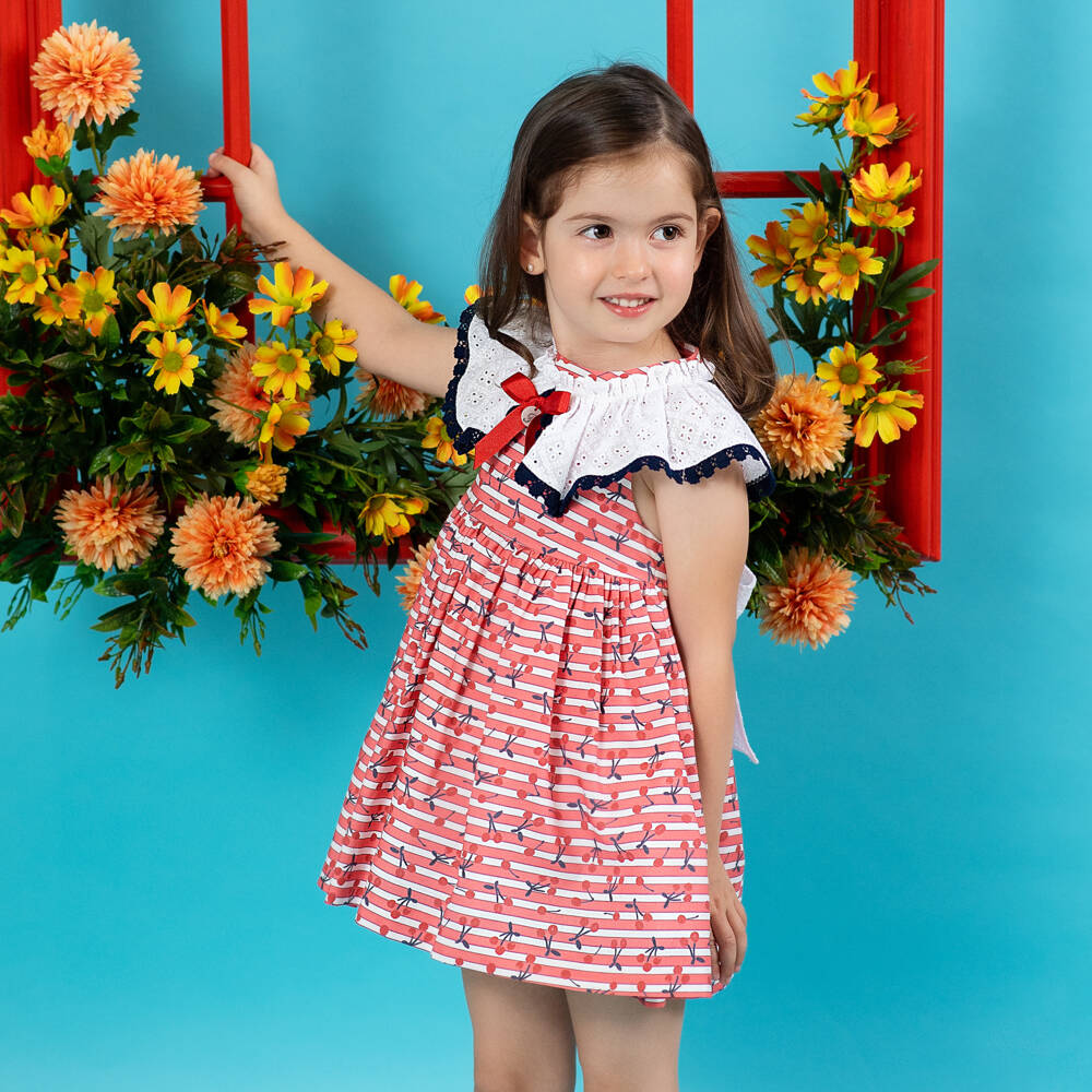 Foque-Girls Cherry Patterned Cotton Sundress | Childrensalon Outlet
