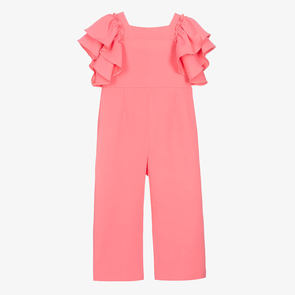 Foque - Girls Coral Pink Jumpsuit | Childrensalon