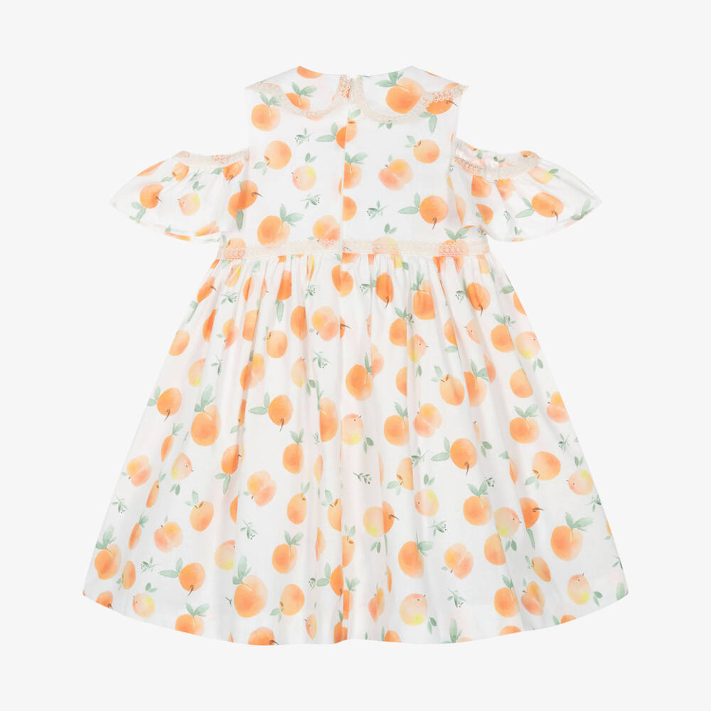Foque-Хлопковое платье для девочек с персиковым узором | Childrensalon Outlet