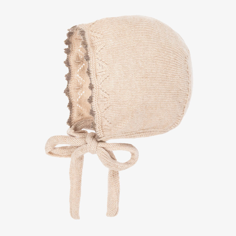 Foque-Girls Cozy Beige Knit Bonnet | Childrensalon Outlet