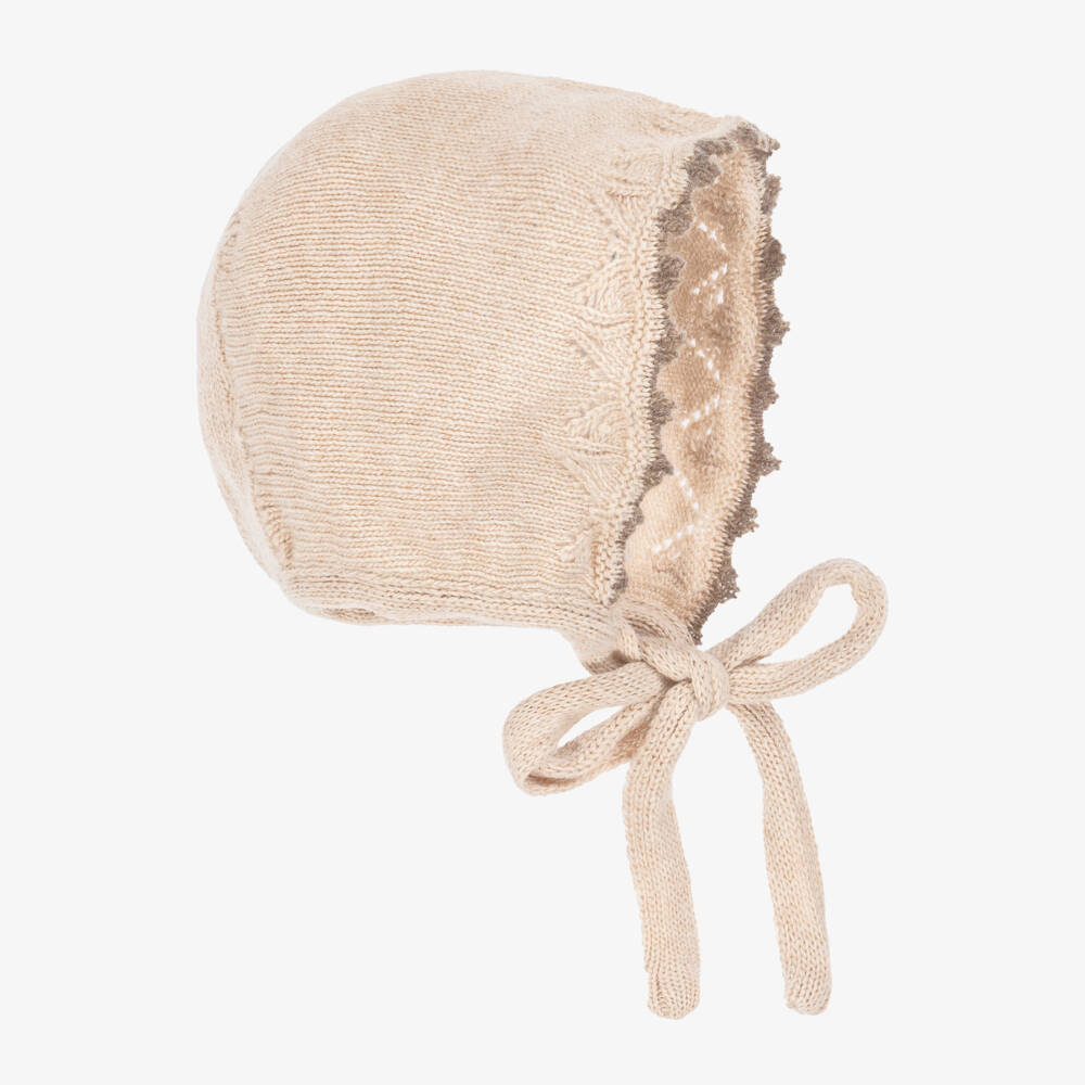 Foque-Girls Cozy Beige Knit Bonnet | Childrensalon Outlet