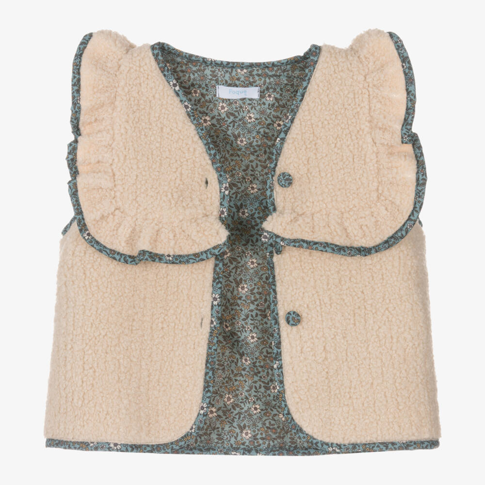 Foque-Girls Cream Sherpa Vest | Childrensalon Outlet
