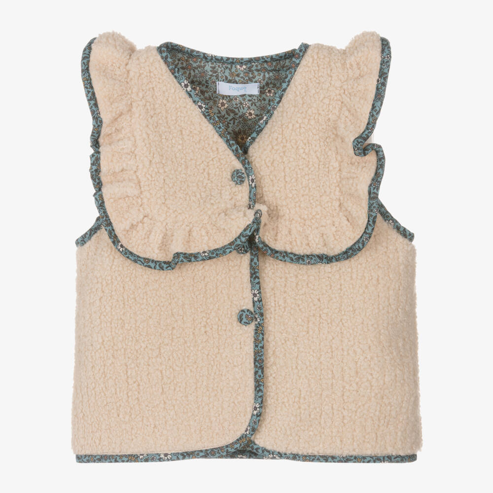Foque-Girls Cream Sherpa Vest | Childrensalon Outlet