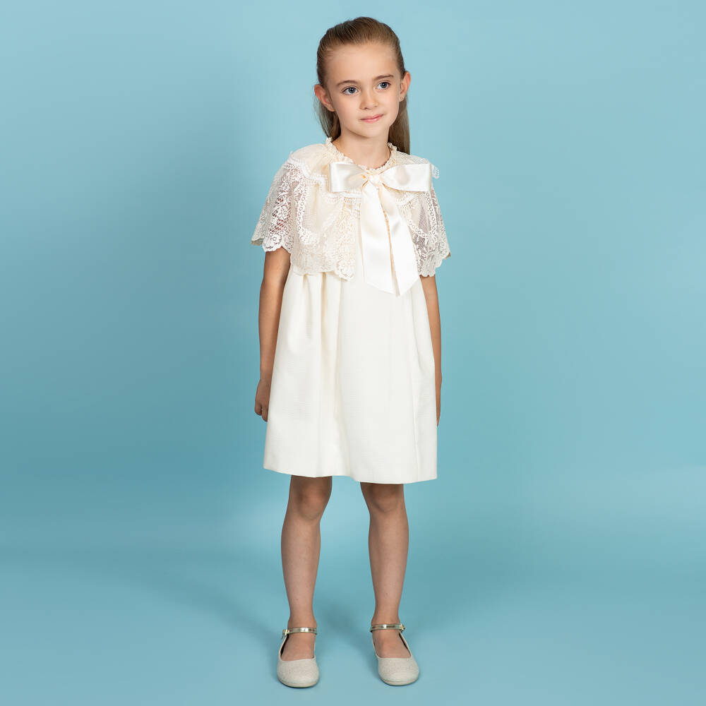Foque-Girls Elegant Ivory Cape Gown | Childrensalon Outlet