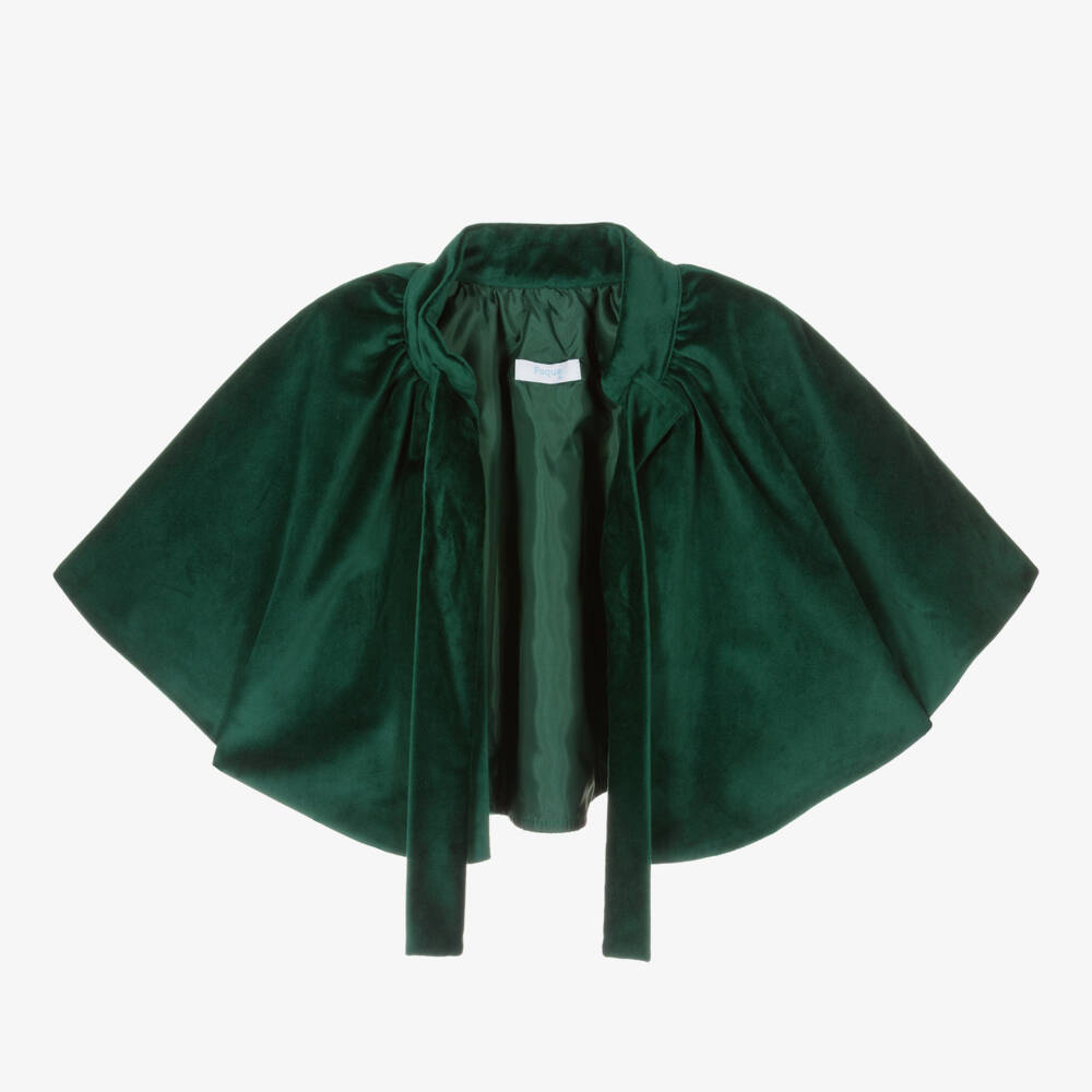 Foque-Girls Emerald Green Velour Cape | Childrensalon Outlet