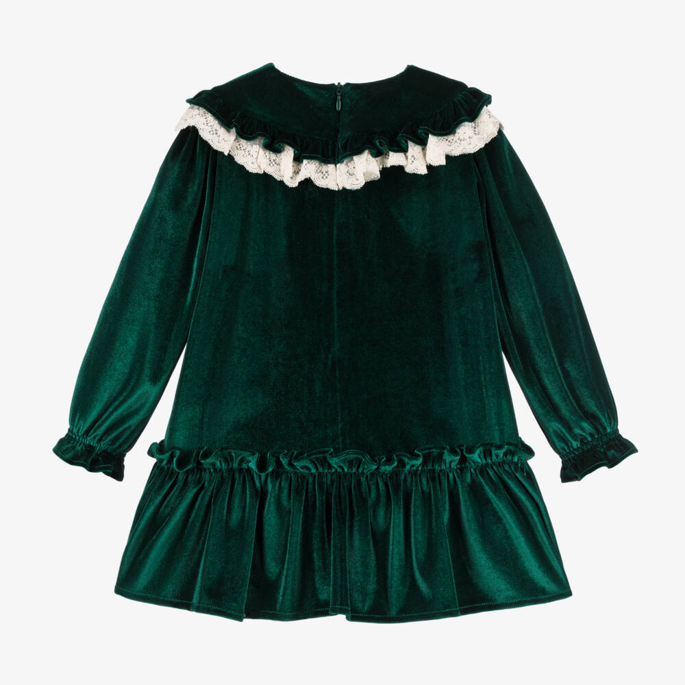 Foque-Girls Emerald Velvet Dress | Childrensalon Outlet