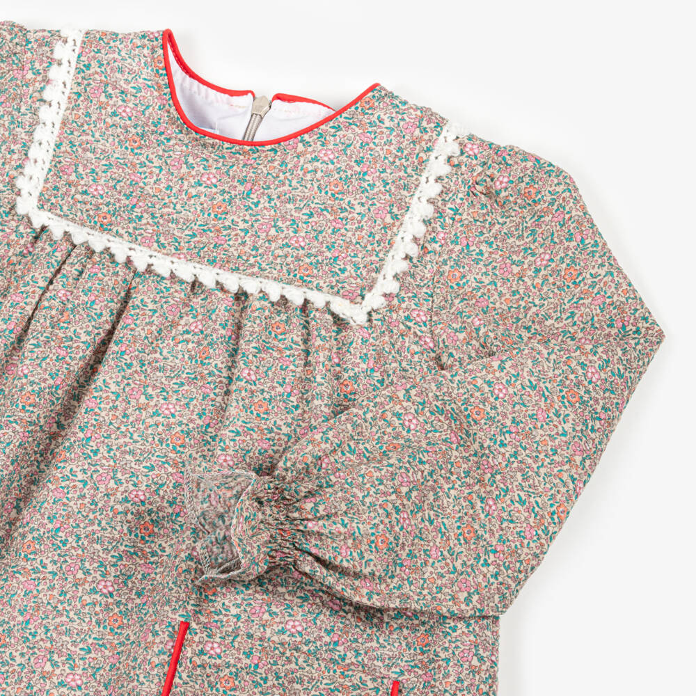 Foque-فستان بطبعة ورود قطن لون بيج | Childrensalon Outlet