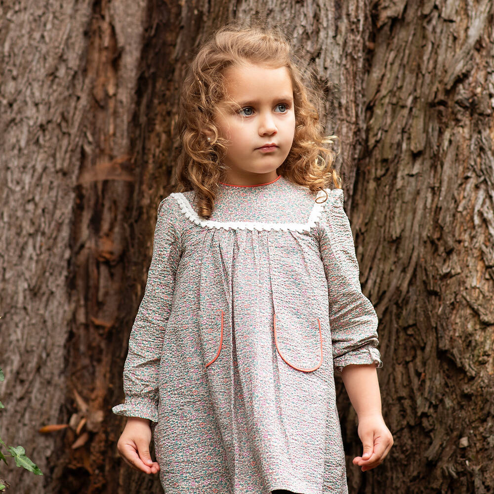 Foque-فستان بطبعة ورود قطن لون بيج | Childrensalon Outlet