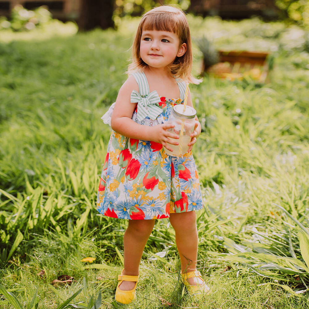 Foque-Girls Floral Cotton Dress | Childrensalon Outlet