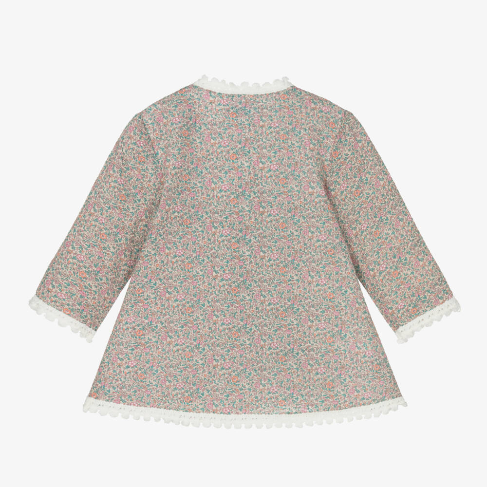 Foque-Girls Floral Cotton Pink Dress | Childrensalon Outlet