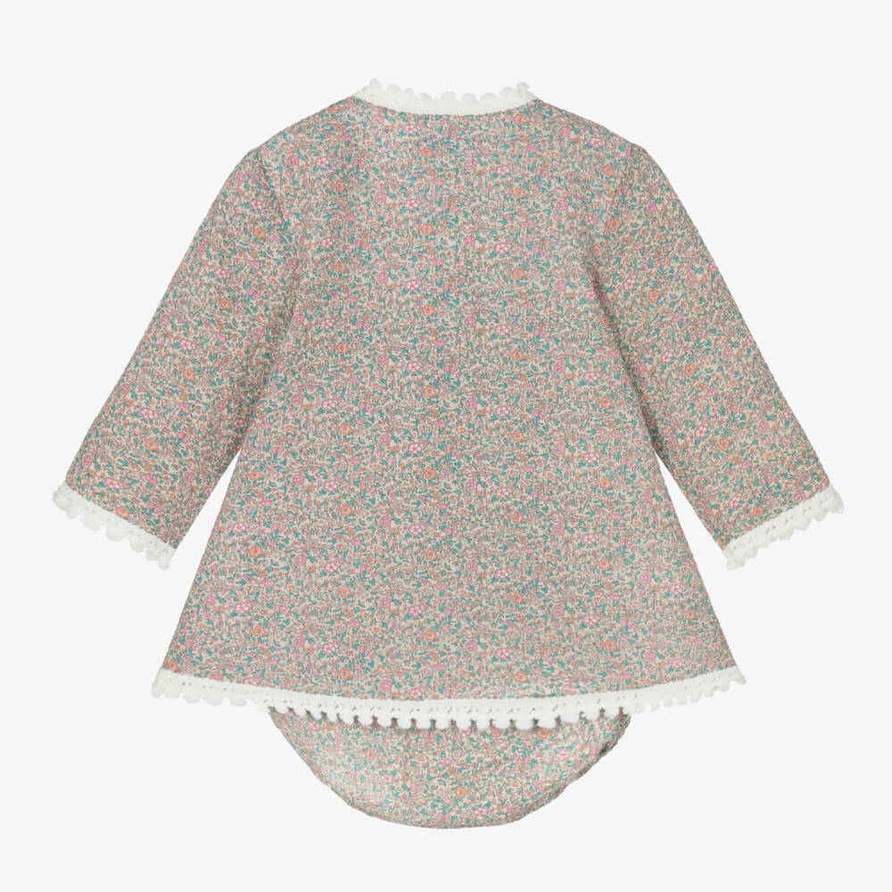 Foque-Girls Floral Cotton Pink Dress | Childrensalon Outlet