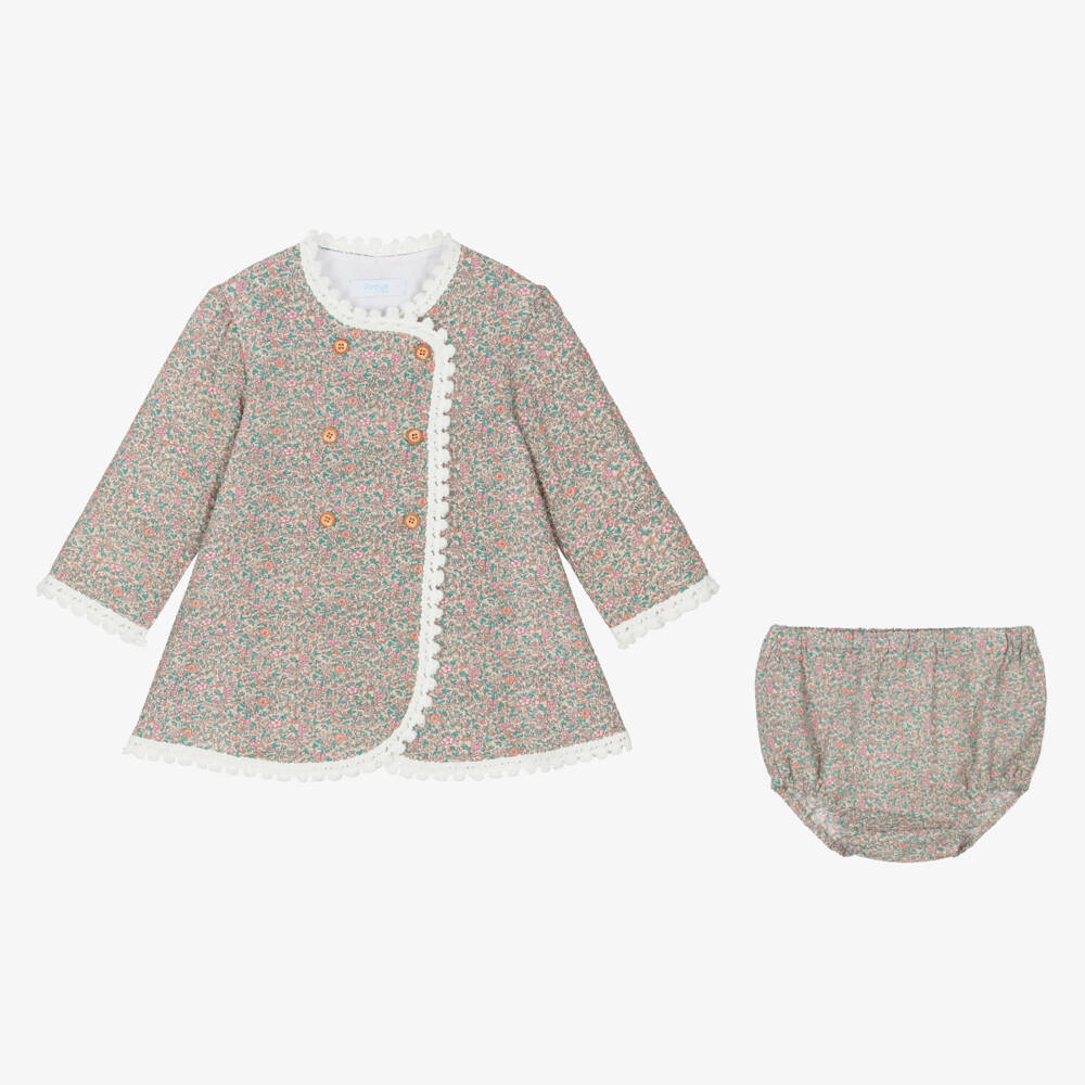 Foque-Girls Floral Cotton Pink Dress | Childrensalon Outlet