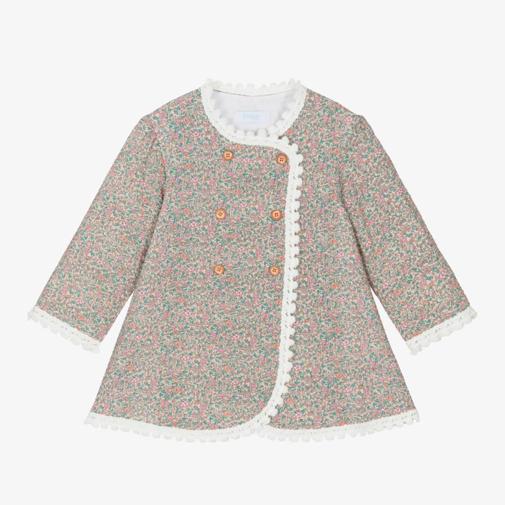 Foque-Girls Floral Cotton Pink Dress | Childrensalon Outlet