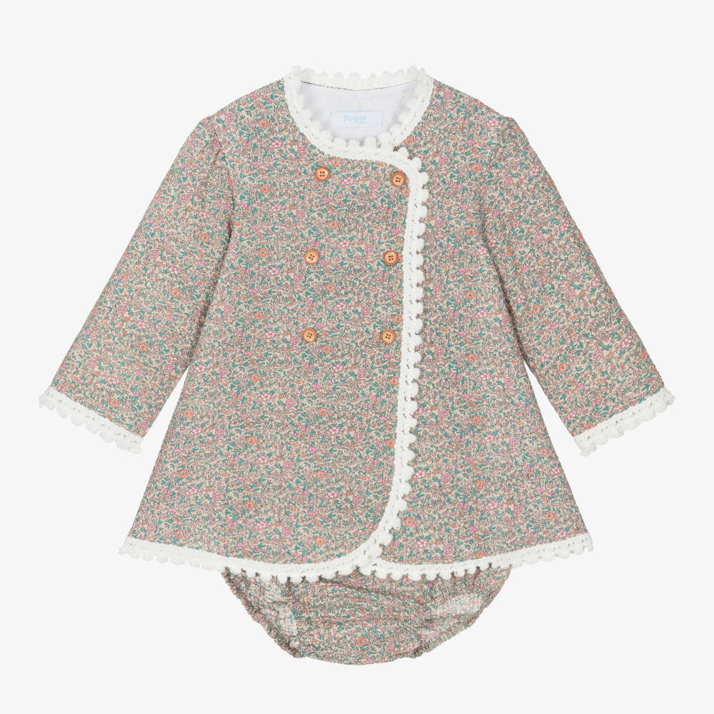 Foque-Girls Floral Cotton Pink Dress | Childrensalon Outlet