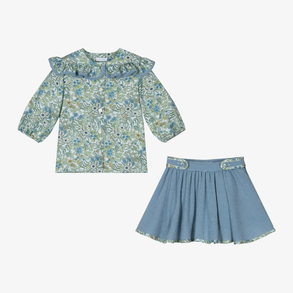 Foque-Girls Floral Gingham Skirt Ensemble | Childrensalon Outlet