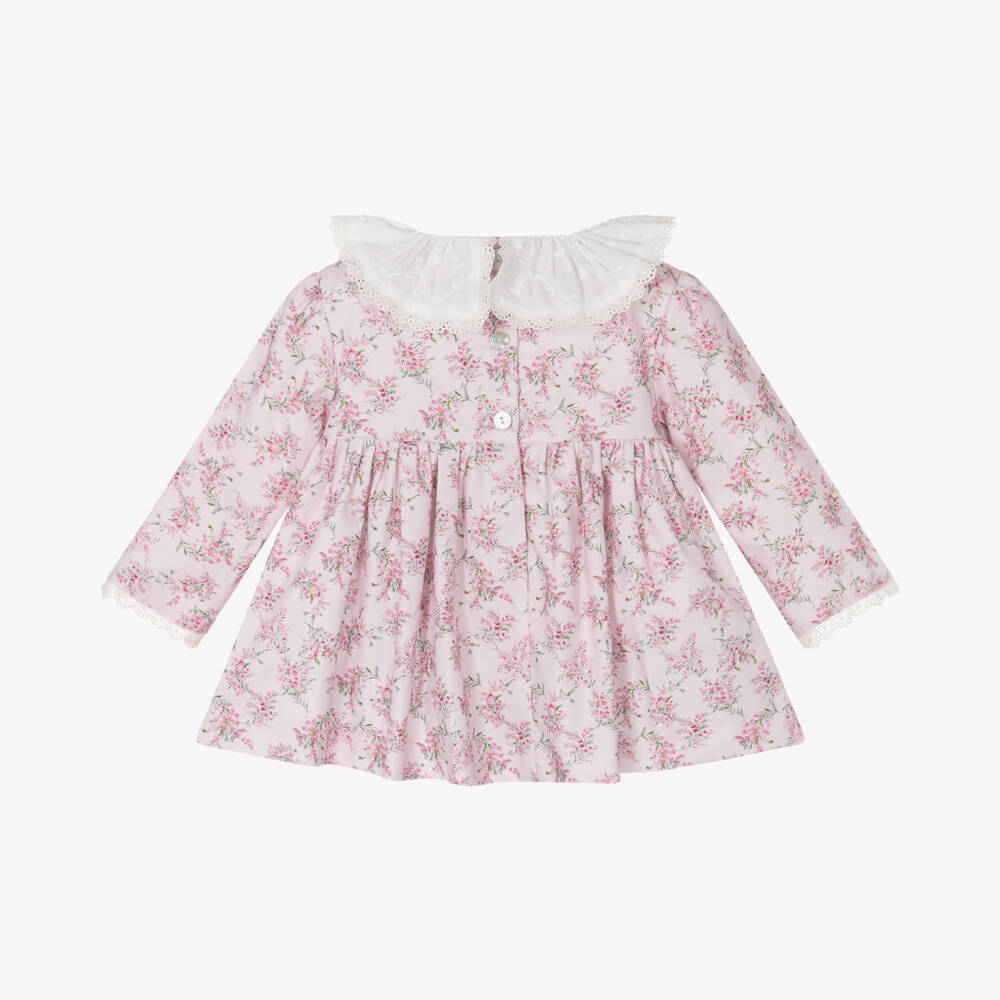 Foque-Girls Floral Pink Cotton Dress | Childrensalon Outlet