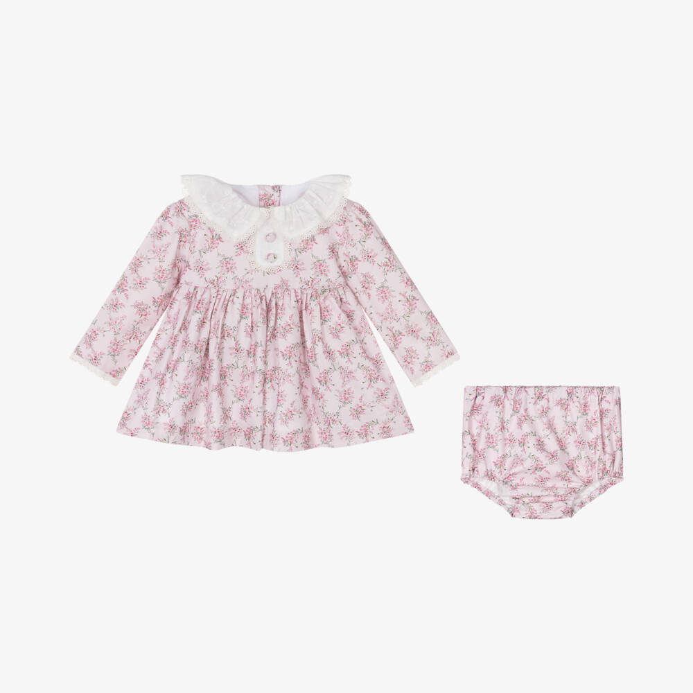 Foque-Girls Floral Pink Cotton Dress | Childrensalon Outlet