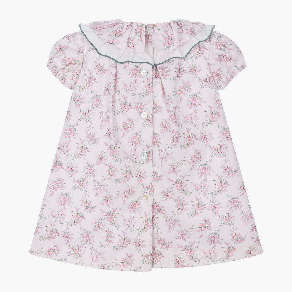 Foque-Girls Floral Pink Cotton Dress | Childrensalon Outlet
