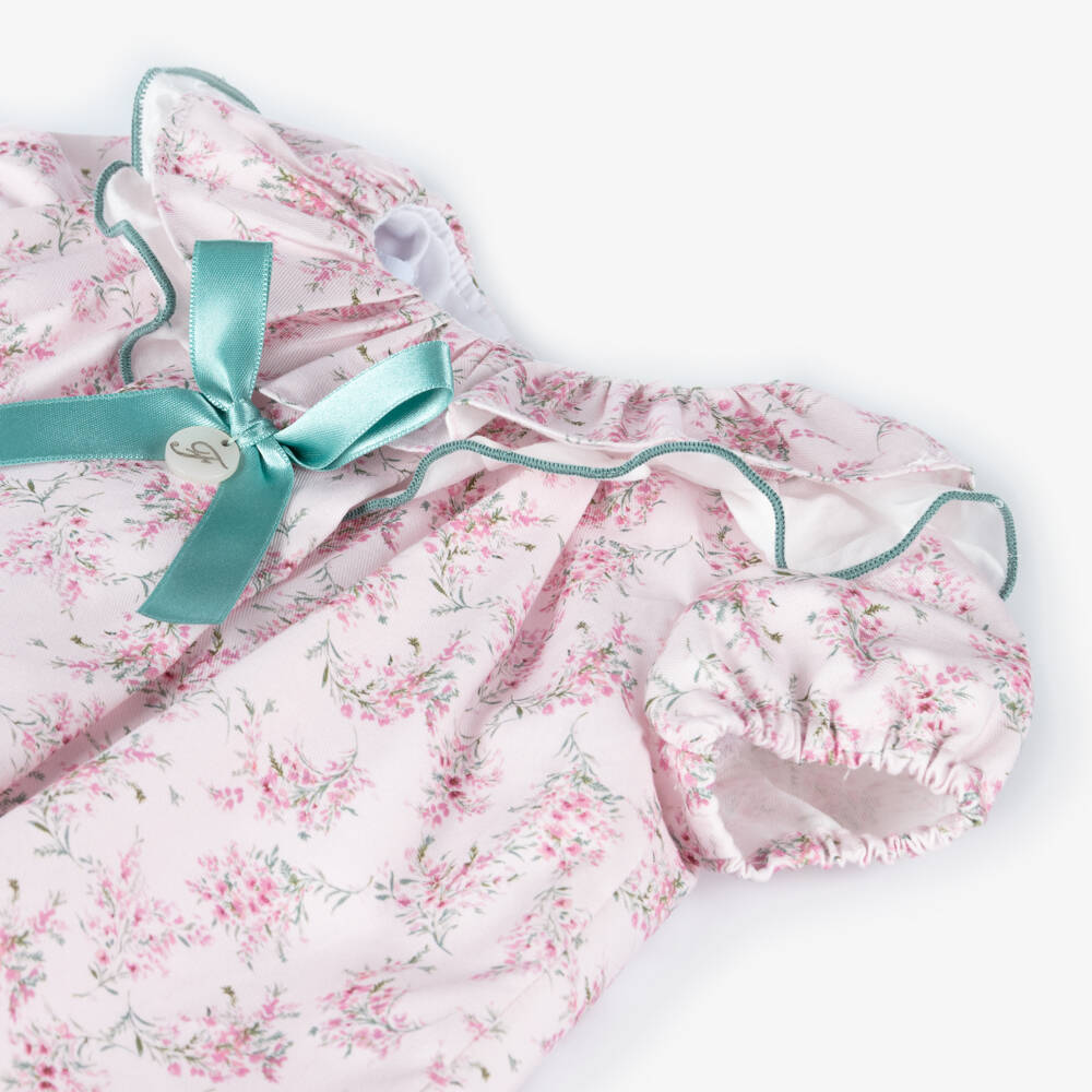 Foque-Girls Floral Pink Cotton Dress | Childrensalon Outlet