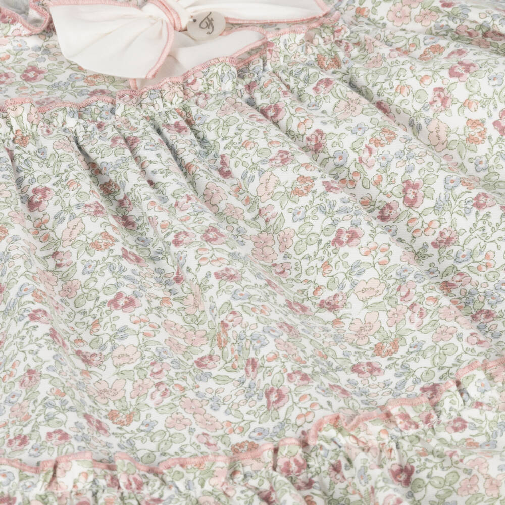 Foque-Girls Floral Pink Cotton Gown | Childrensalon Outlet