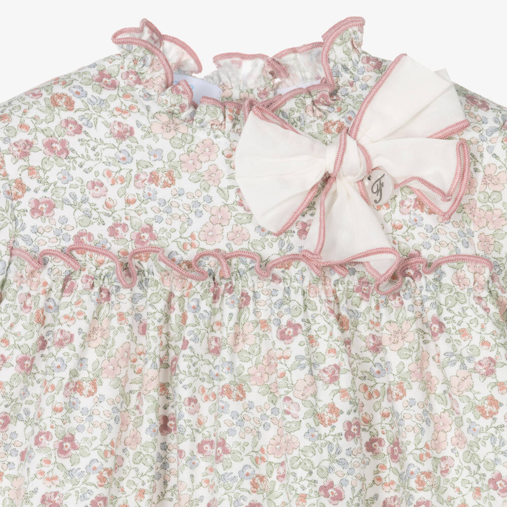 Foque-Girls Floral Pink Cotton Gown | Childrensalon Outlet